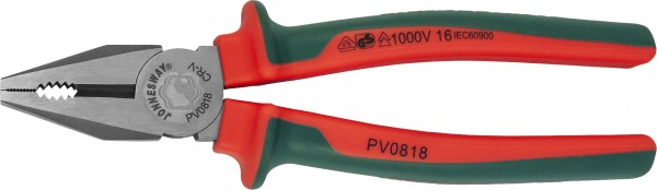 PV0818 Пассатижи диэлектрические с двухкомпонентными рукоятками, 200 мм, код товара: 48842, артикул: PV0818