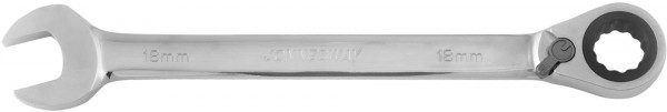 W60118 Ключ гаечный комбинированный трещоточный с реверсом, 18 мм, код товара: 49298, артикул: W60118