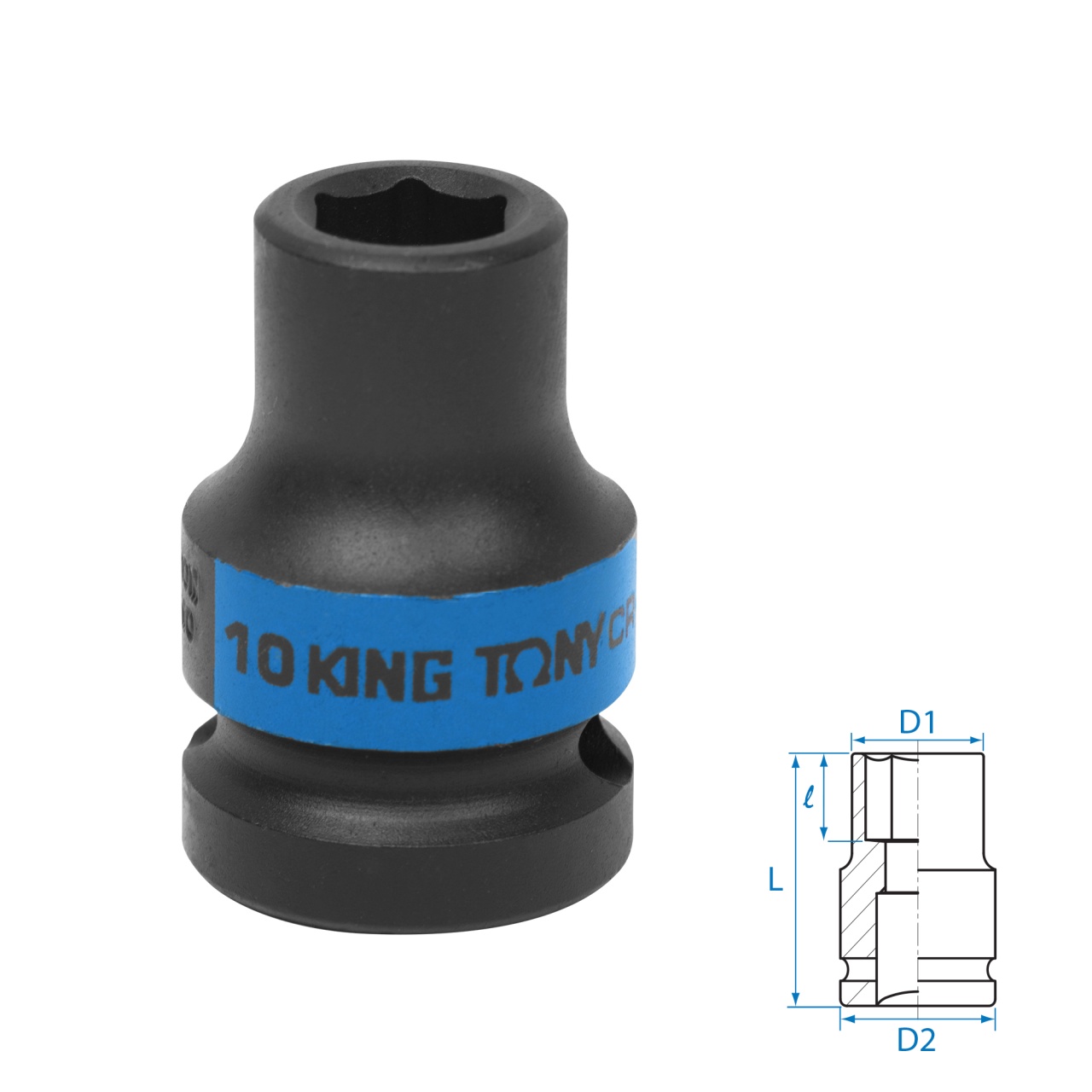 Головка торцевая ударная шестигранная 1/2", 10 мм KING TONY 453510M