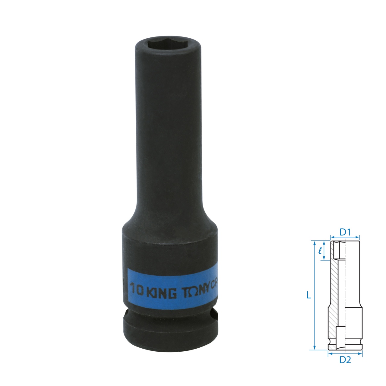 Головка торцевая ударная глубокая шестигранная 1/2", 10 мм KING TONY 443510M