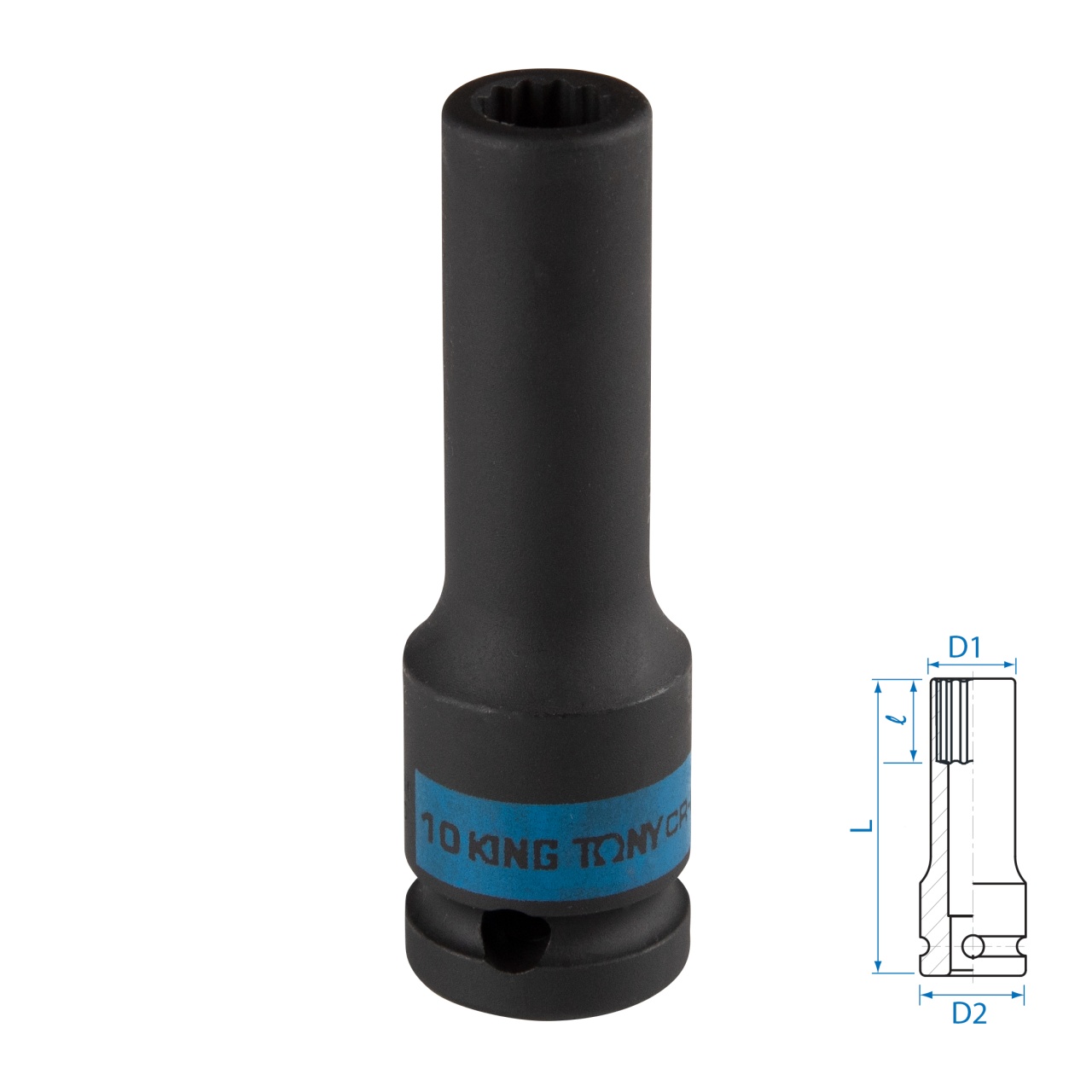 Головка торцевая ударная глубокая двенадцатигранная 1/2", 10 мм KING TONY 443010M