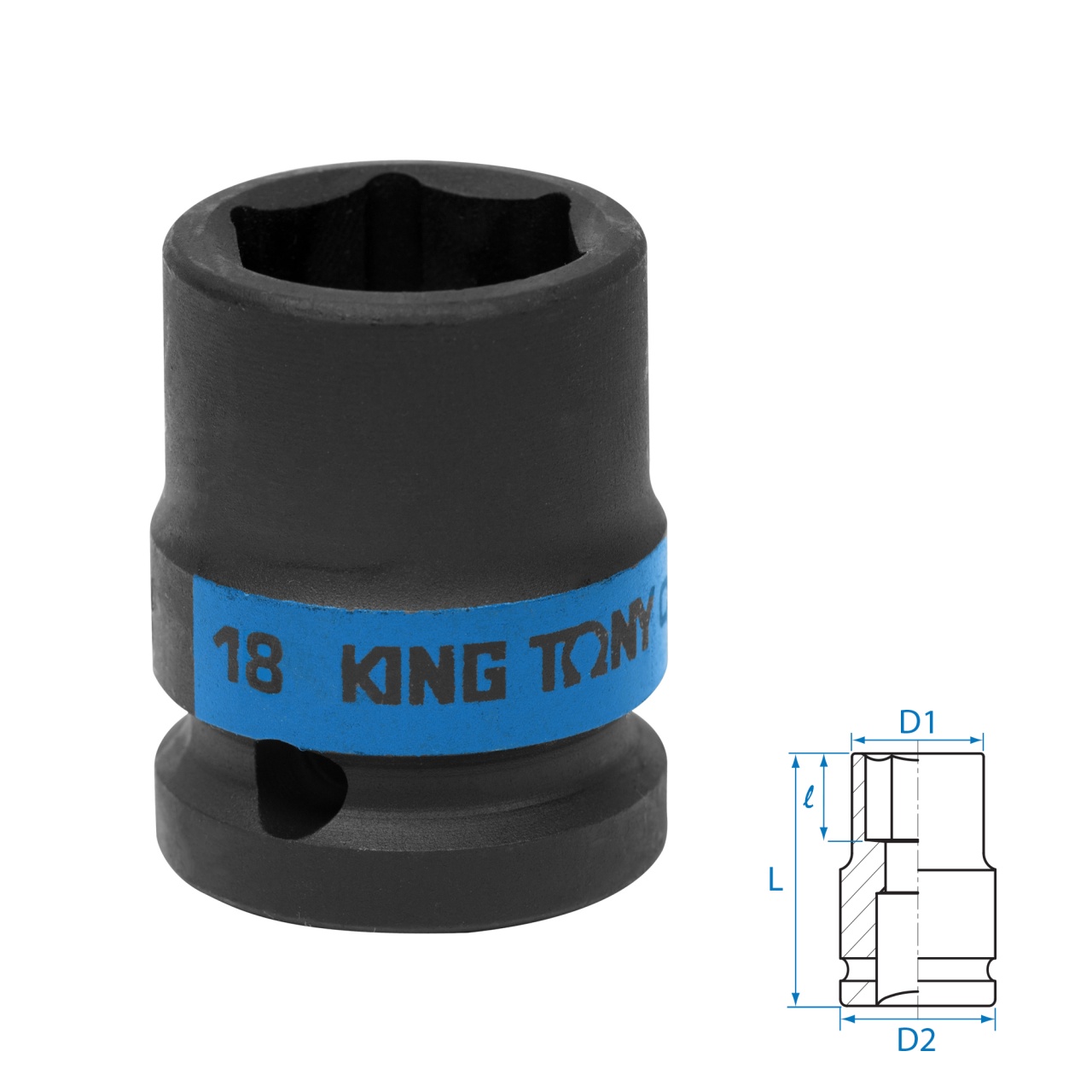 Головка торцевая ударная шестигранная 1/2", 18 мм KING TONY 453518M