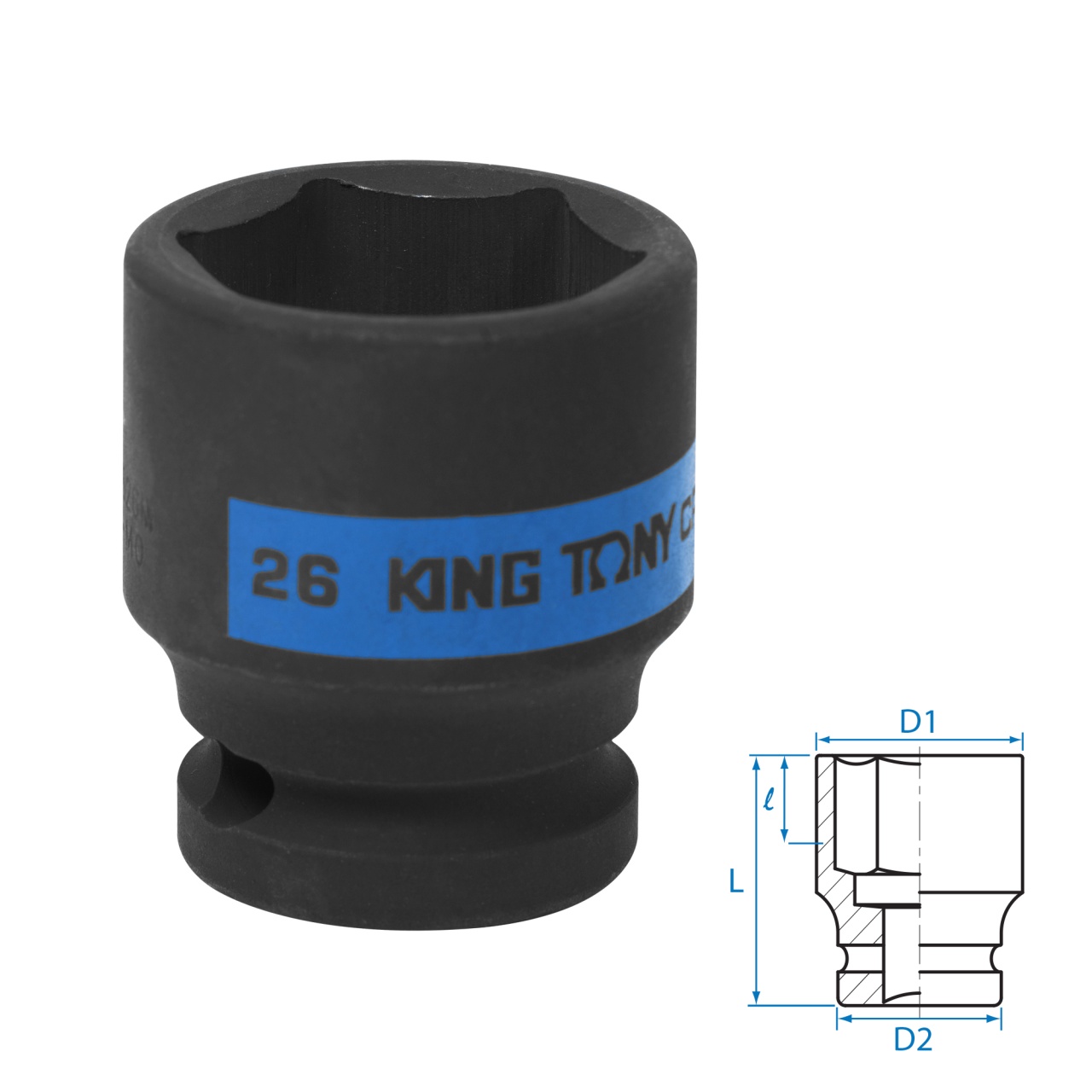 Головка торцевая ударная шестигранная 1/2", 26 мм KING TONY 453526M