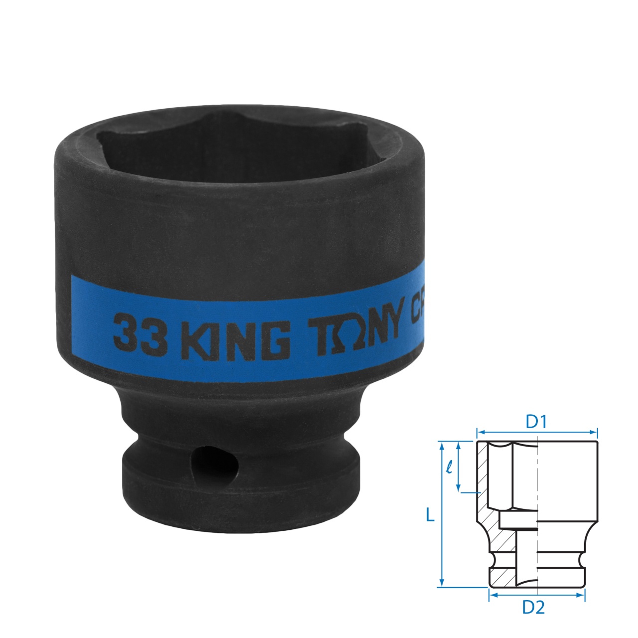 Головка торцевая ударная шестигранная 1/2", 33 мм KING TONY 453533M