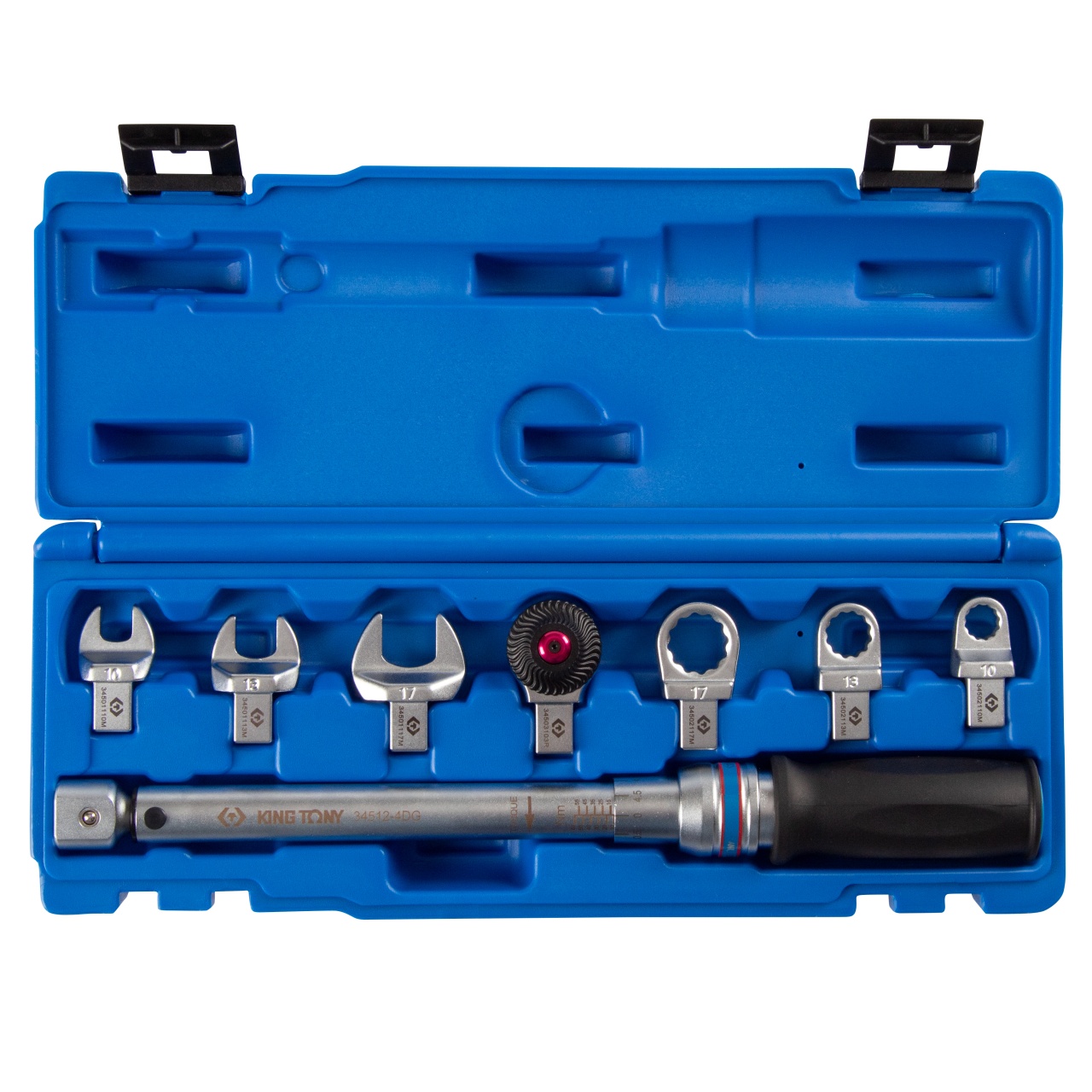 Динамометрический ключ 9х12 мм, 10-60 Нм, "FIT", с набором насадок 10-17 мм, кейс KING TONY 345104D08MR
