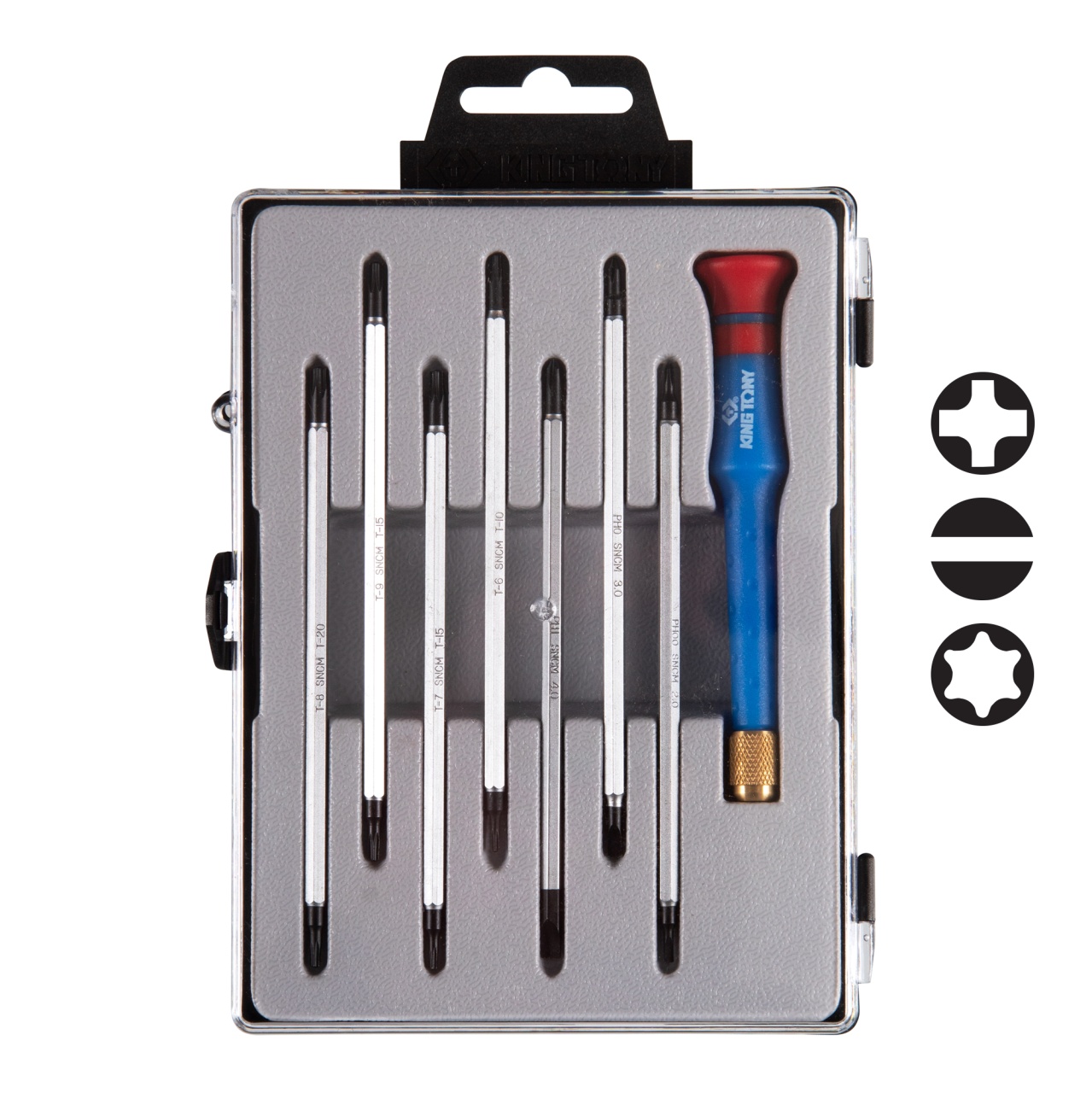 Набор прецизионная отвертка с насадками, 8 предметов KING TONY 32607MR