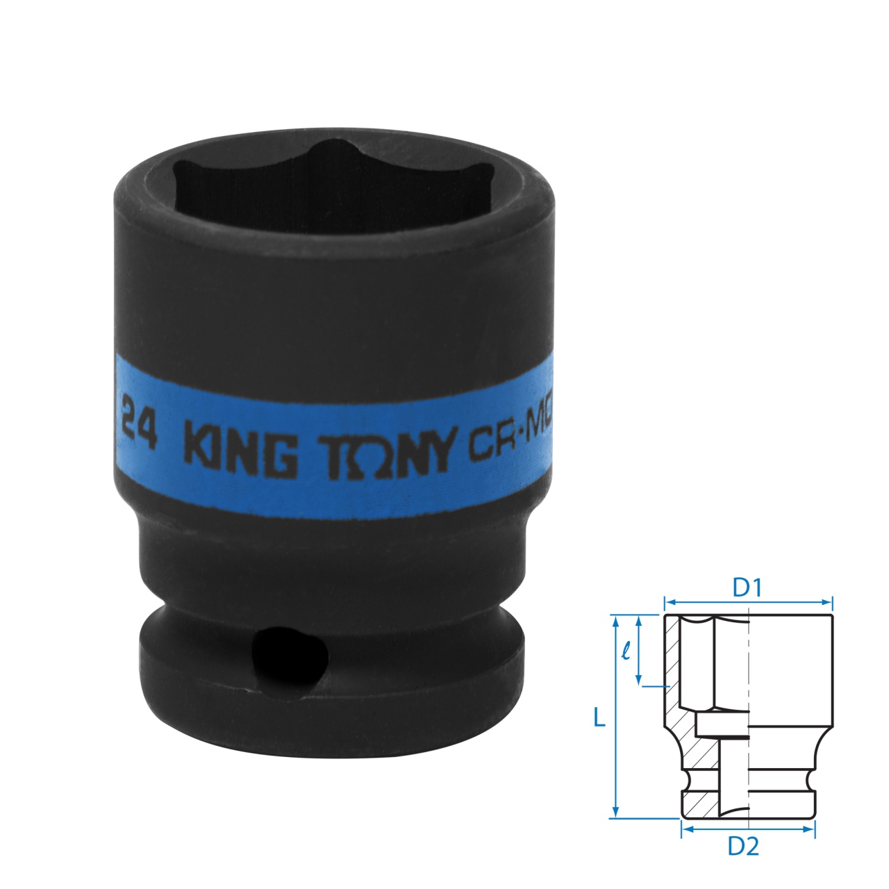 Головка торцевая ударная шестигранная 1/2", 24 мм KING TONY 453524M