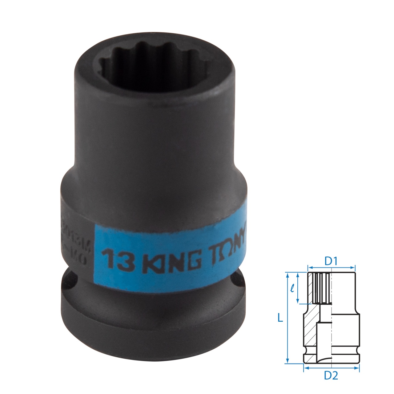 Головка торцевая ударная двенадцатигранная 1/2", 13 мм KING TONY 453013M