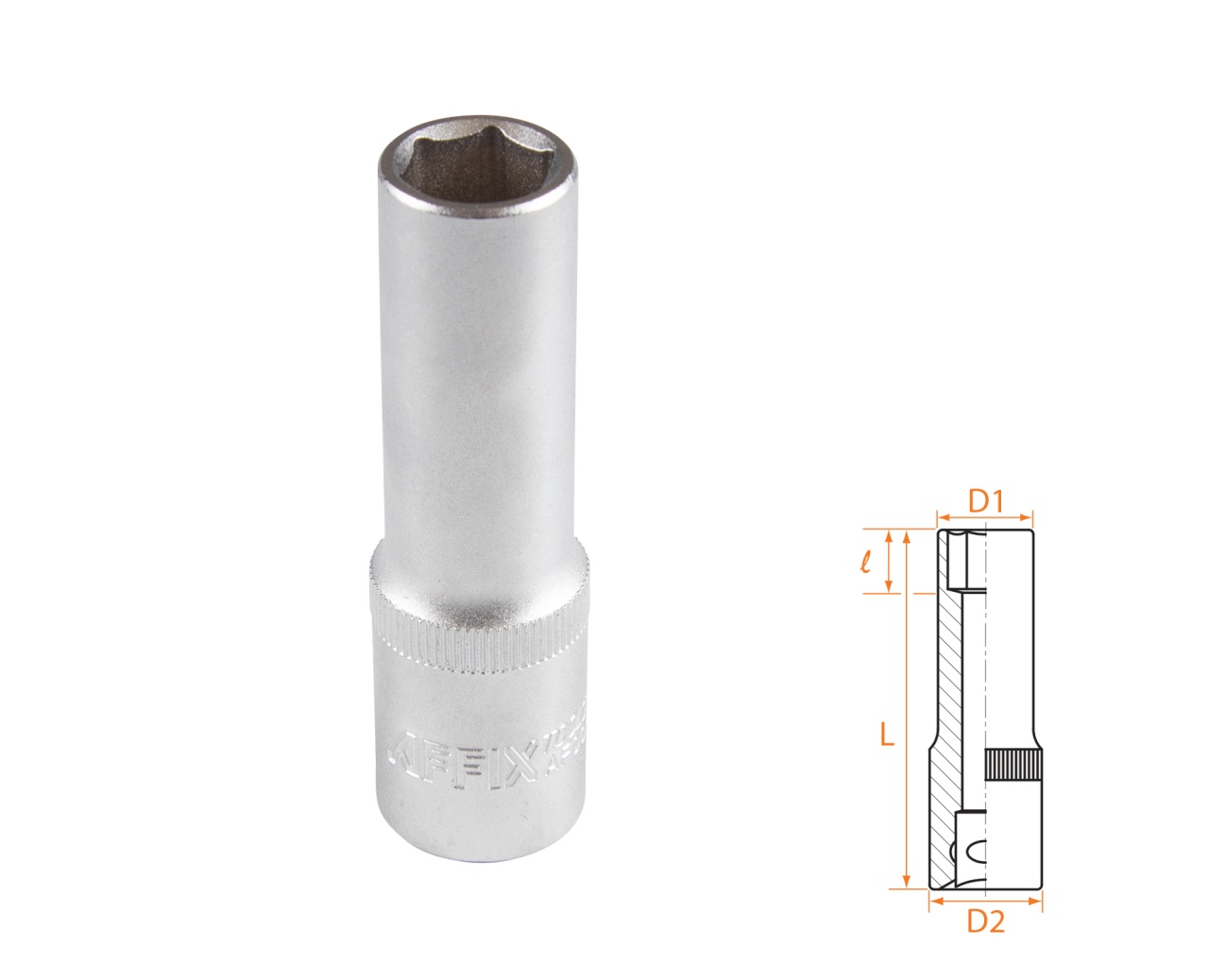 Головка торцевая глубокая шестигранная 1/2", 13 мм AFFIX AF00140013