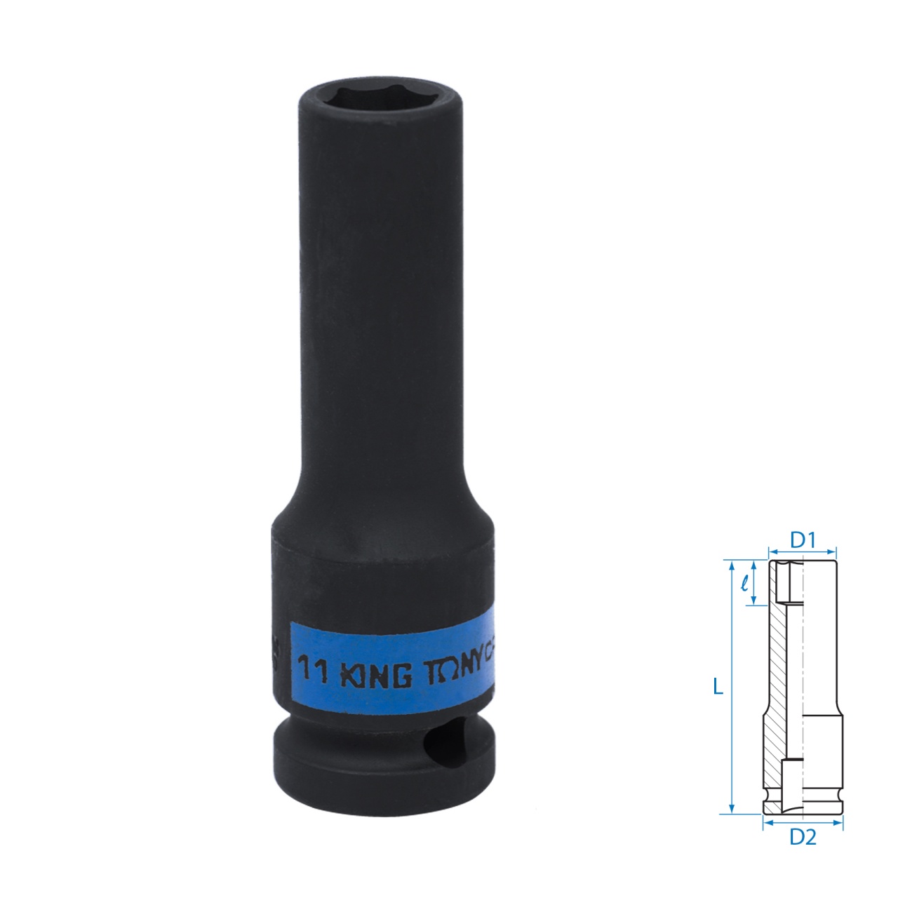 Головка торцевая ударная глубокая шестигранная 1/2", 11 мм KING TONY 443511M