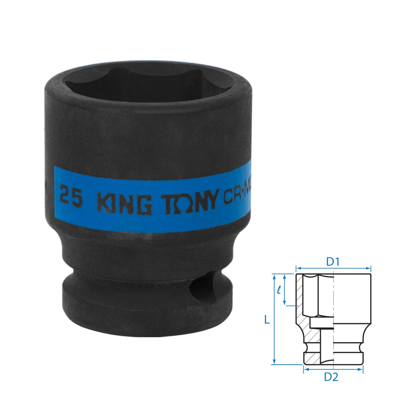 Головка торцевая ударная шестигранная 1/2", 25 мм KING TONY 453525M