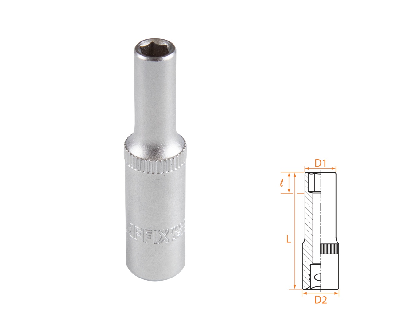 Головка торцевая глубокая шестигранная 1/4", 5 мм AFFIX AF00120005
