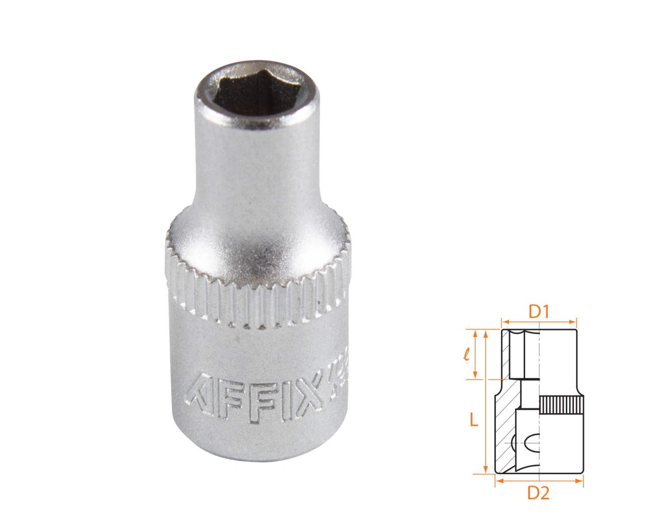 Головка торцевая стандартная шестигранная 1/4", 5 мм AFFIX AF00020005