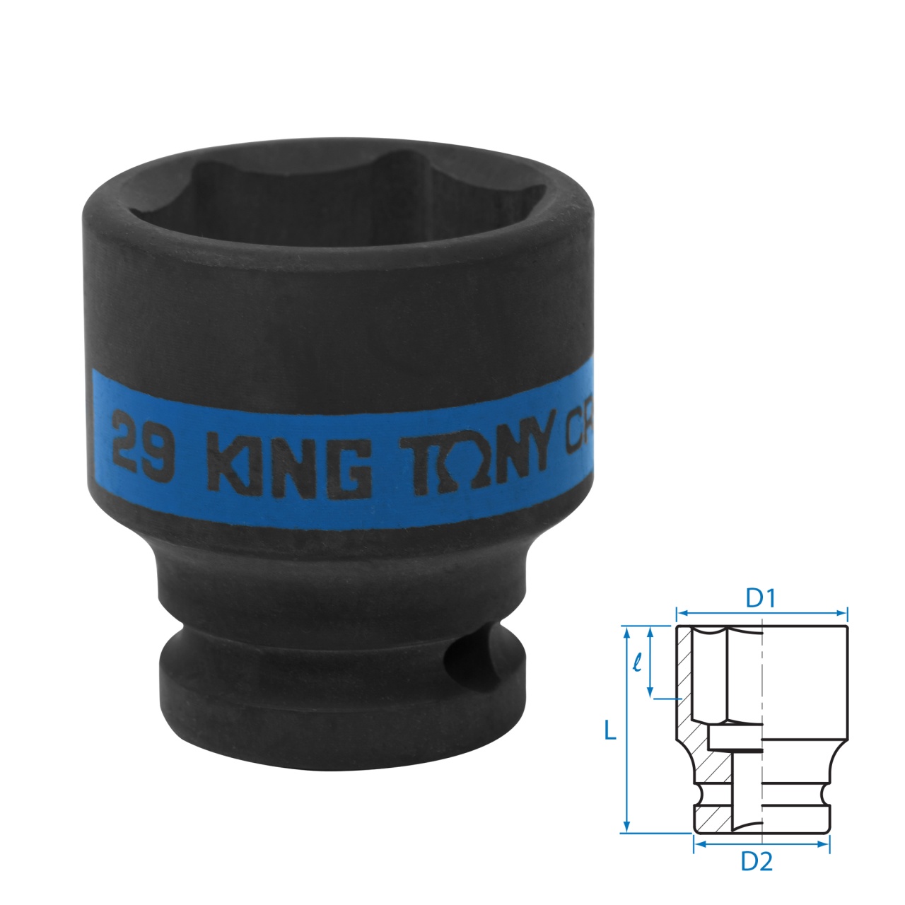 Головка торцевая ударная шестигранная 1/2", 29 мм KING TONY 453529M