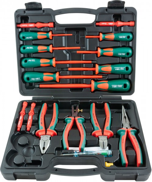 PSV118S Набор диэлектрический, отверток стержневых и шарнирно-губцевого инструмента, 18 предметов, код товара: 46341, артикул: PSV118S