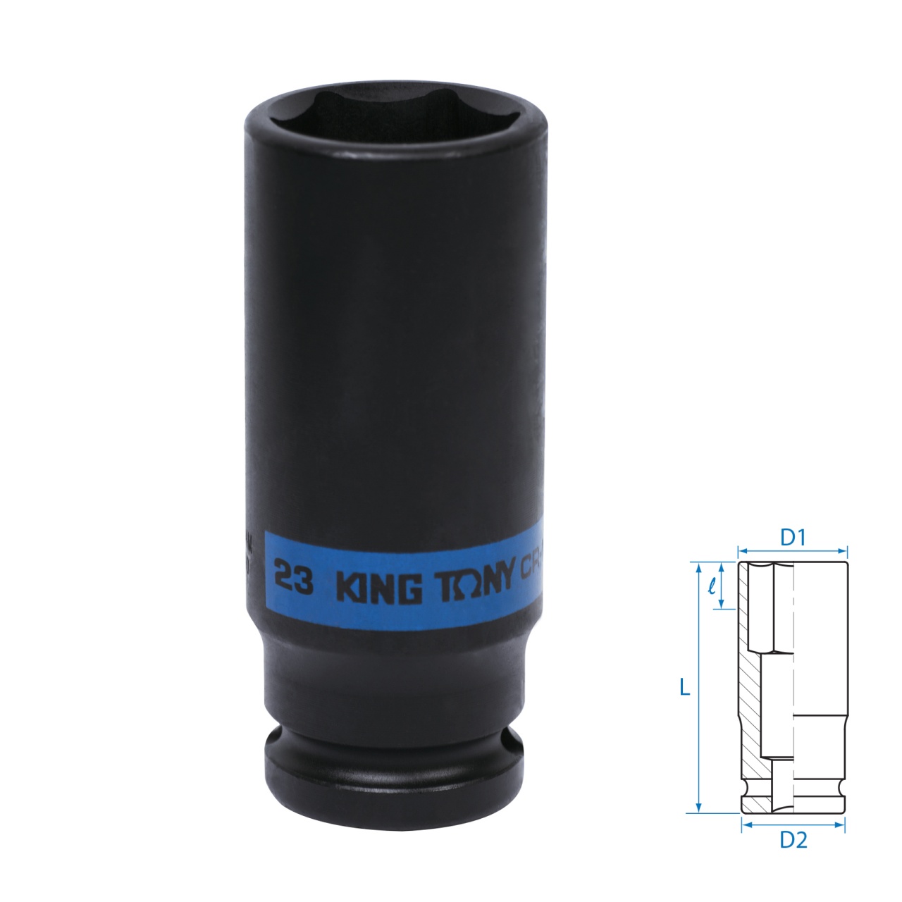 Головка торцевая ударная глубокая шестигранная 1/2", 23 мм KING TONY 443523M