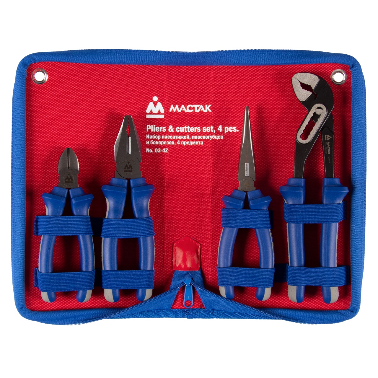 Набор пассатижей и бокорезов, 4 предмета, в футляре на молнии МАСТАК 03-4Z