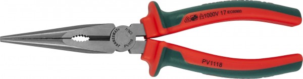 PV1118 Длинногубцы диэлектрические прямые с двухкомпонентными рукоятками, 200 мм, код товара: 48845, артикул: PV1118