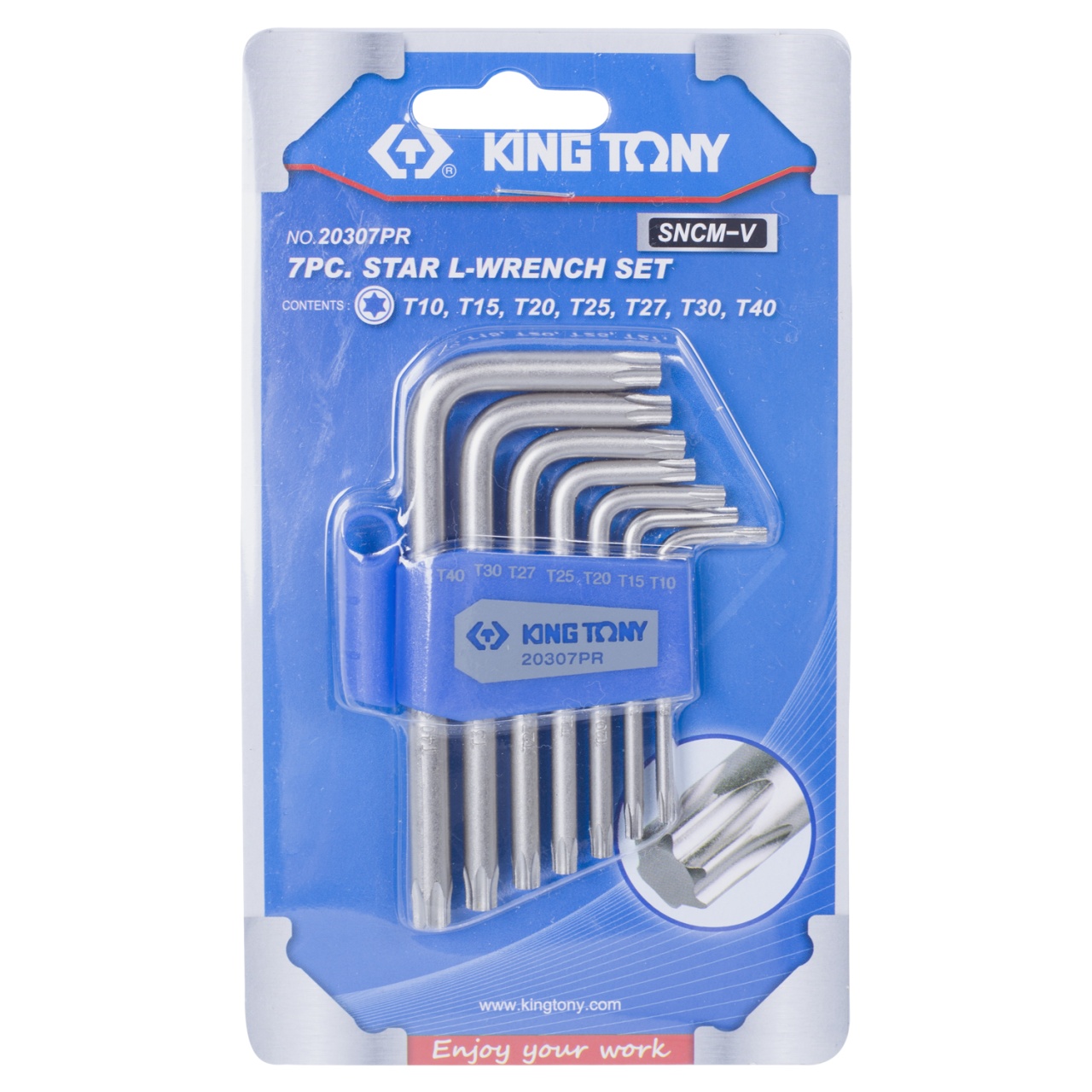 Набор Г-образных Torx, T10-T40, короткие, 7 предметов KING TONY 20307PR