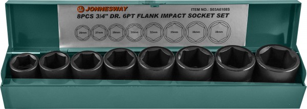 S03A6108S Набор головок торцевых ударных 3/4", 26-38 мм, 8 предметов, код товара: 48531, артикул: S03A6108S