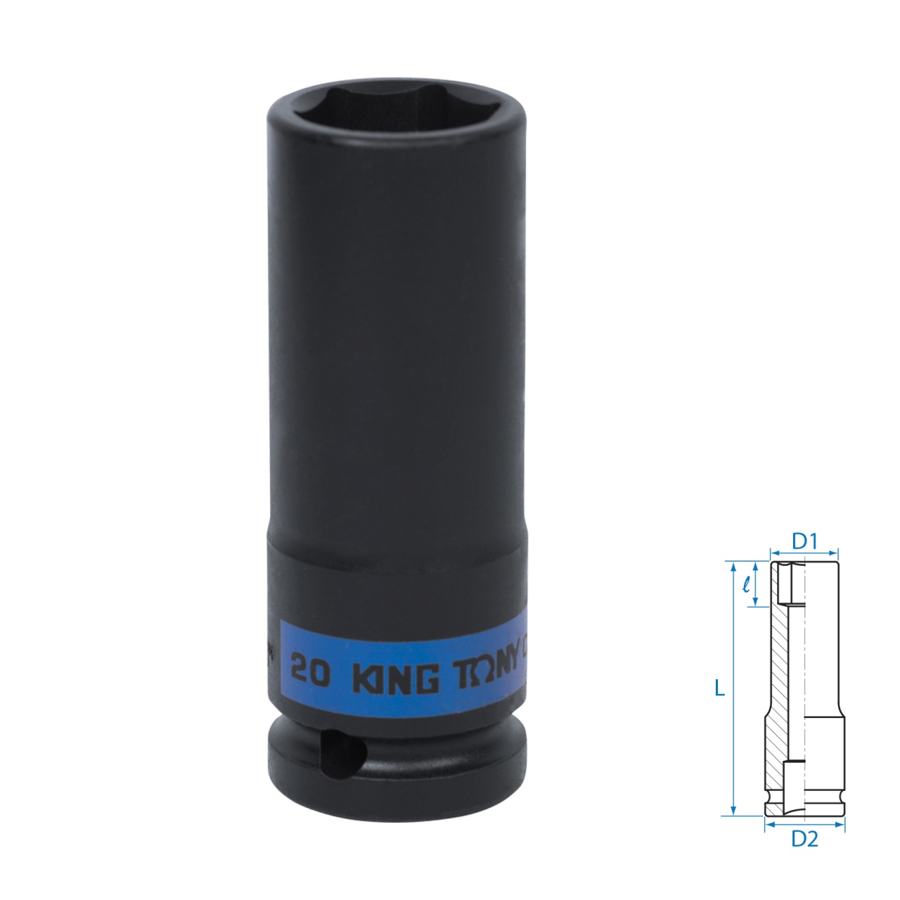 Головка торцевая ударная глубокая шестигранная 1/2", 20 мм KING TONY 443520M