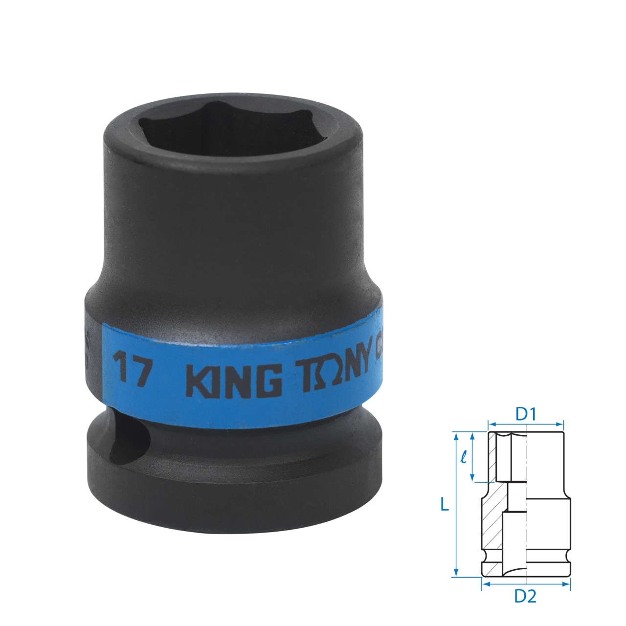 Головка торцевая ударная шестигранная 1/2", 17 мм KING TONY 453517M