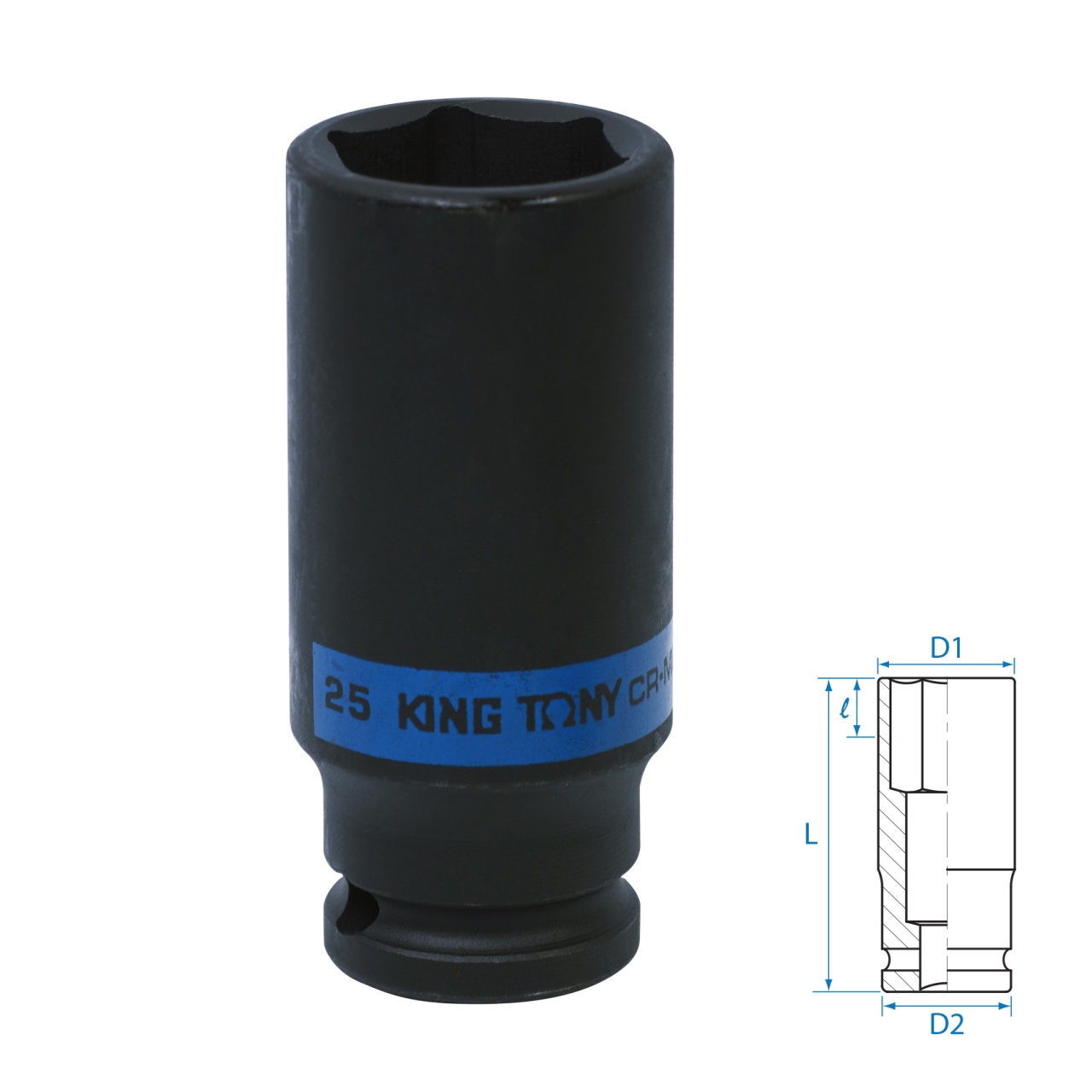 Головка торцевая ударная глубокая шестигранная 1/2", 25 мм KING TONY 443525M