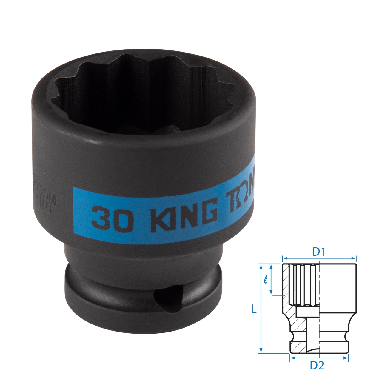 Головка торцевая ударная двенадцатигранная 1/2", 30 мм KING TONY 453030M