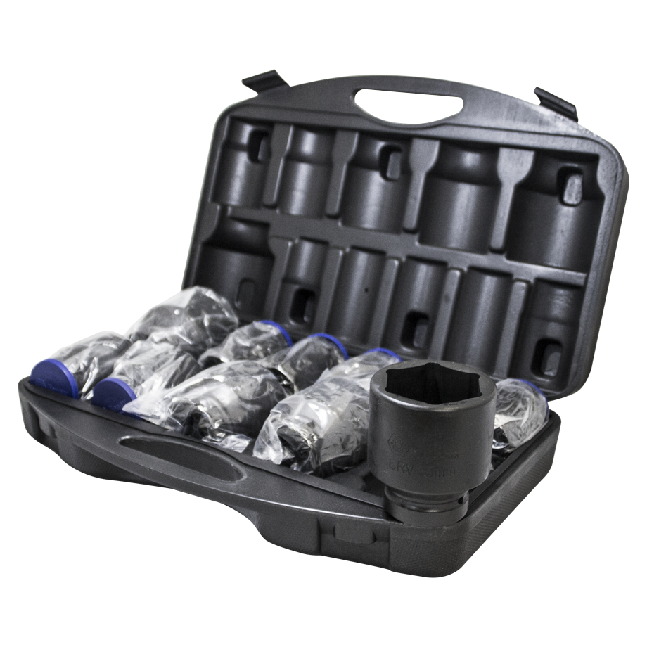 Набор глубоких торцевых головок 1", шестигранные, 27-60 мм, для мультипликатора, 11 предметов БелАК БАК.00105