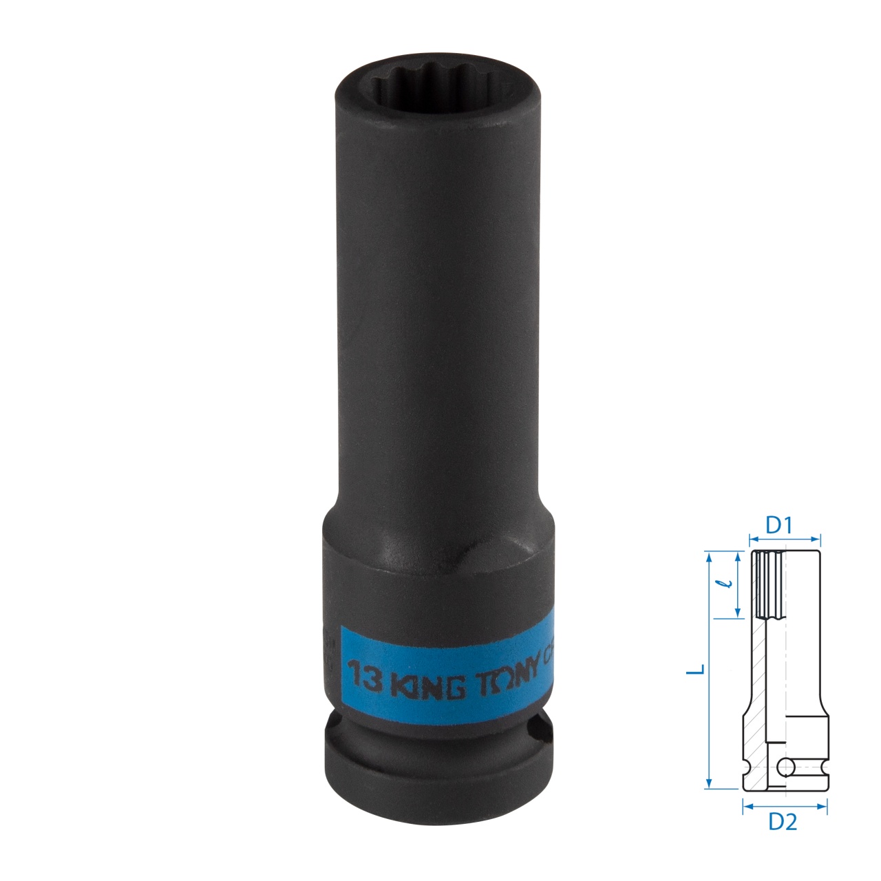 Головка торцевая ударная глубокая двенадцатигранная 1/2", 13 мм KING TONY 443013M