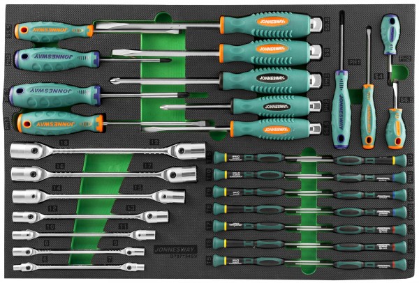 D737134SV Набор стержневых отверток и ключей гаечных карданных в EVA ложементе 560х400 мм, 34 предмета, код товара: 49272, артикул: D737134SV