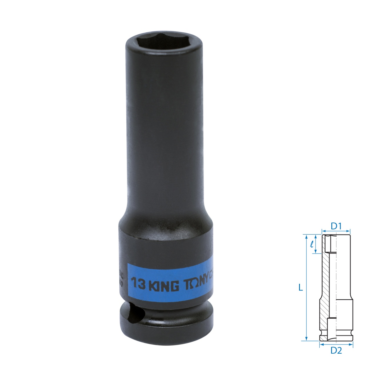 Головка торцевая ударная глубокая шестигранная 1/2", 13 мм KING TONY 443513M