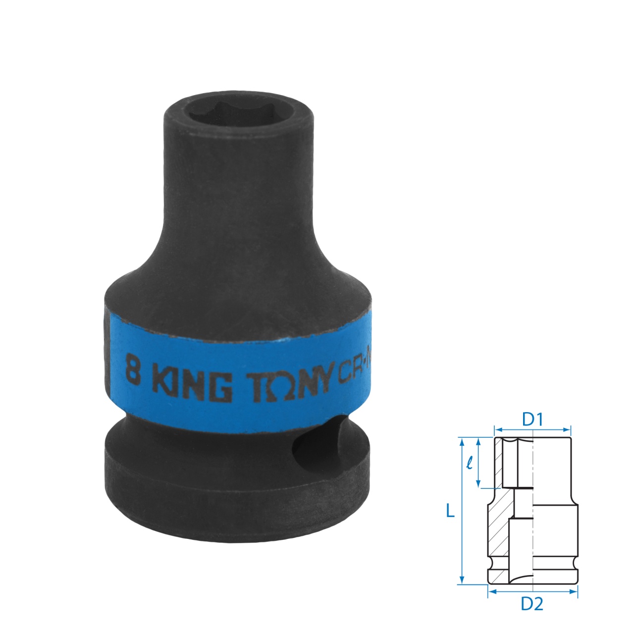 Головка торцевая ударная шестигранная 1/2", 08 мм KING TONY 453508M