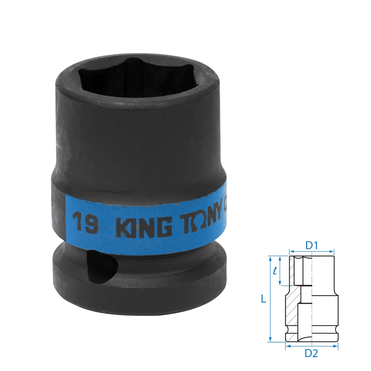 Головка торцевая ударная шестигранная 1/2", 19 мм KING TONY 453519M