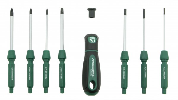 DB0309S Отвертка со сменными стержнями в наборе, 9 предметов, код товара: 46363, артикул: DB0309S