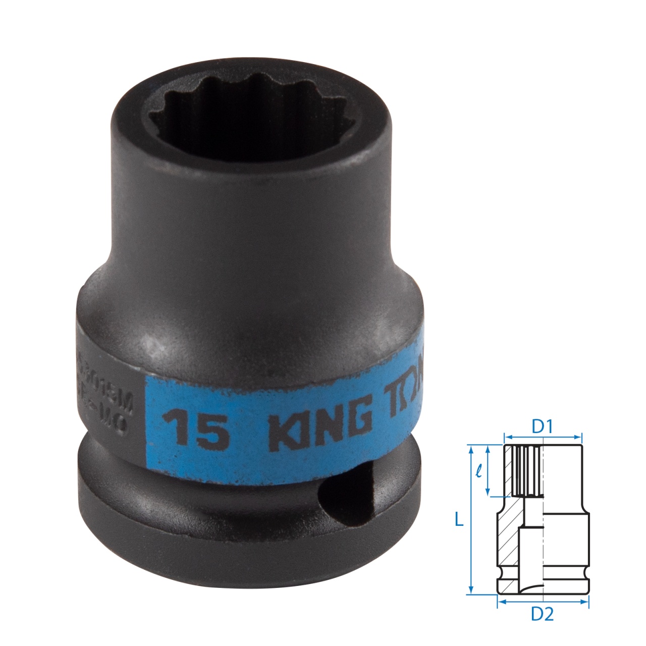 Головка торцевая ударная двенадцатигранная 1/2", 15 мм KING TONY 453015M