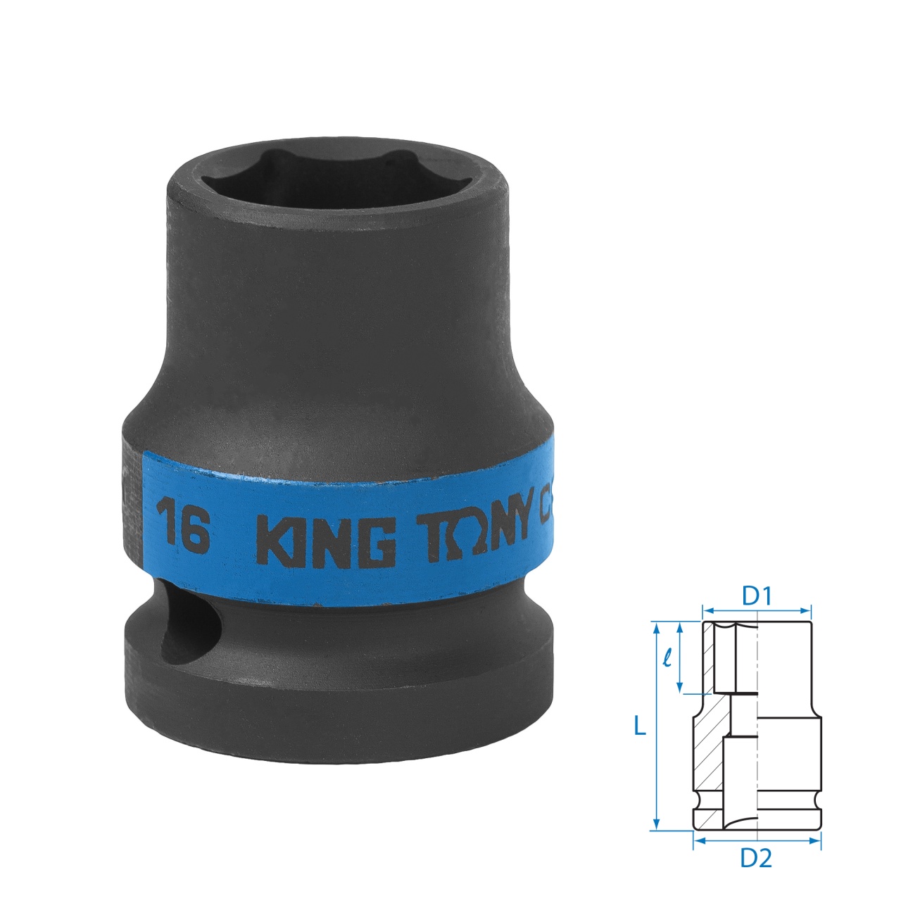 Головка торцевая ударная шестигранная 1/2", 16 мм KING TONY 453516M