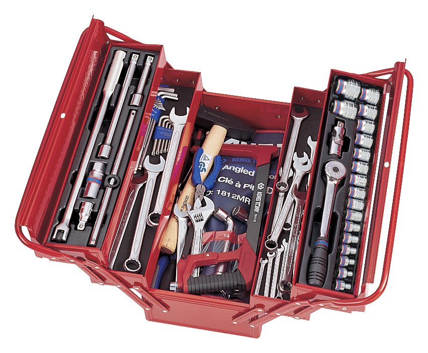 Набор инструментов 88 предметов, универсальный, раскладной ящик KING TONY 902-089MR01
