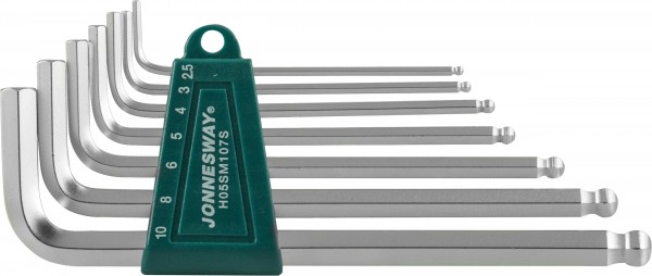 H05SM107S Комплект угловых шестигранников LONG с шаром 2,5-10мм, 7 предметов S2 материал, код товара: 47095, артикул: H05SM107S