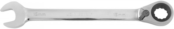 W60115 Ключ гаечный комбинированный трещоточный с реверсом, 15 мм, код товара: 49297, артикул: W60115