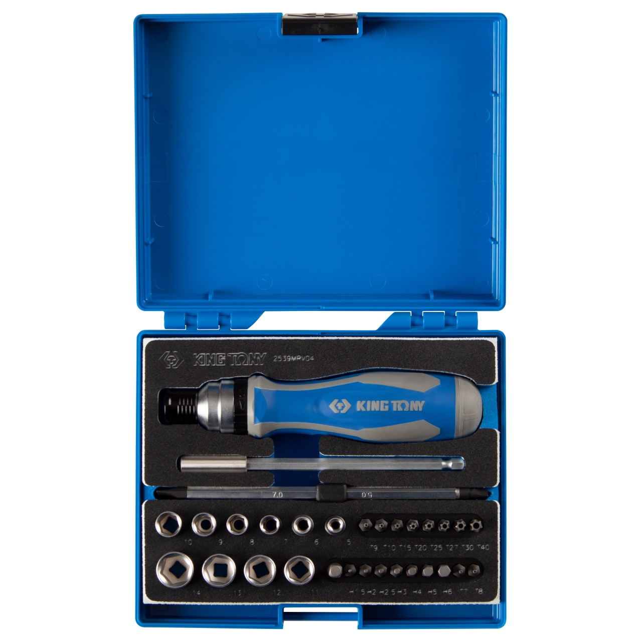 Набор вставок (бит) 1/4", PH, PZ, Hex, Torx, Slotted, 39 предметов KING TONY 2539MRV04