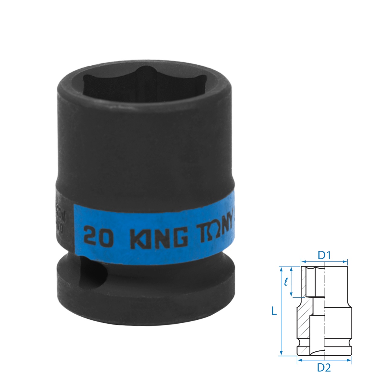 Головка торцевая ударная шестигранная 1/2", 20 мм KING TONY 453520M