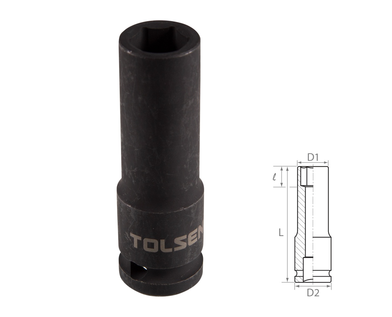 Головка торцевая ударная глубокая шестигранная 1/2", 12 мм TOLSEN TT18262