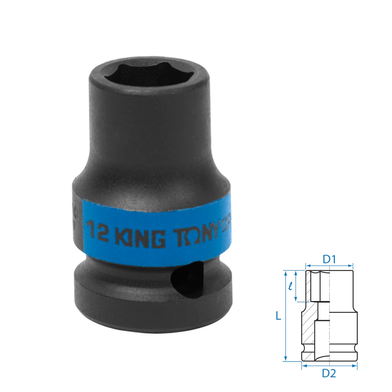 Головка торцевая ударная шестигранная 1/2", 12 мм KING TONY 453512M