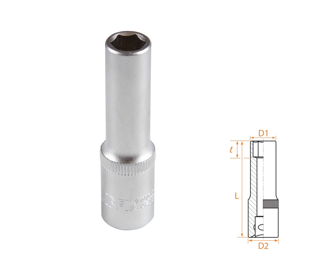 Головка торцевая глубокая шестигранная 3/8", 9 мм AFFIX AF00130009