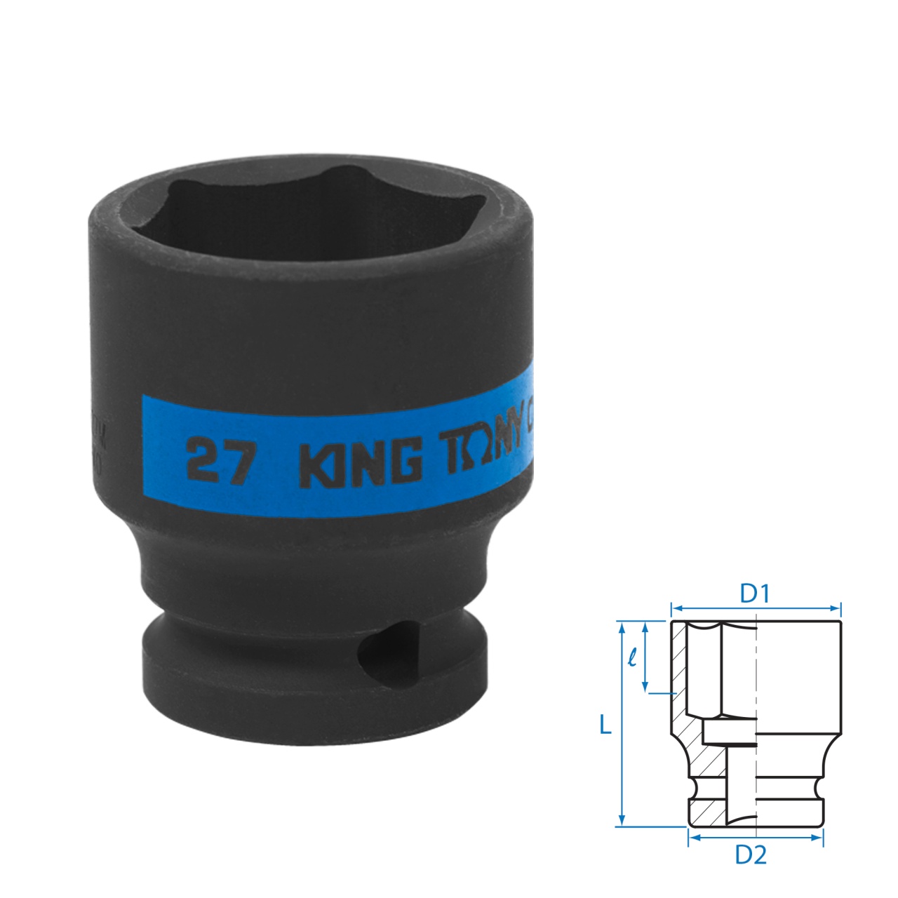 Головка торцевая ударная шестигранная 1/2", 27 мм KING TONY 453527M