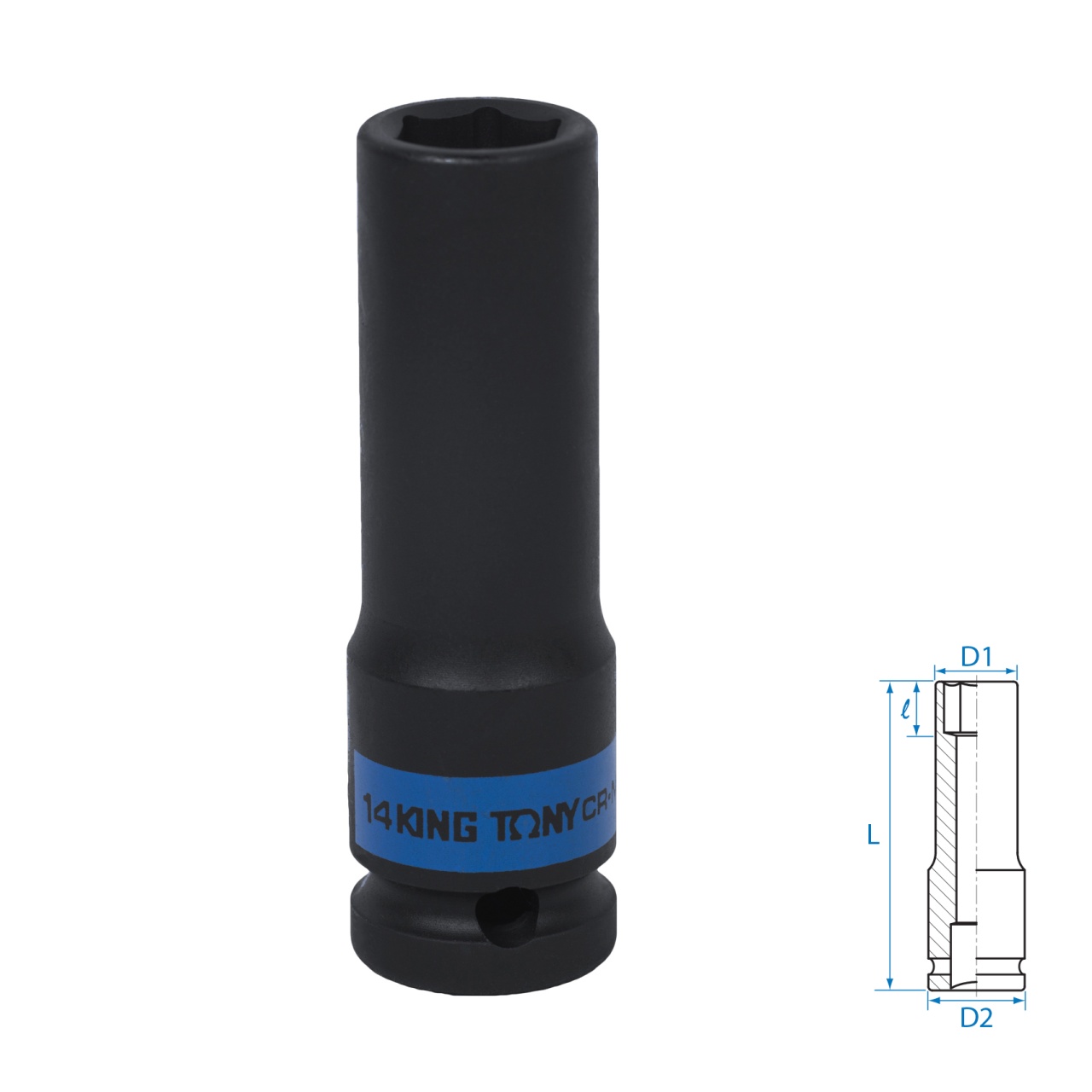 Головка торцевая ударная глубокая шестигранная 1/2", 14 мм KING TONY 443514M