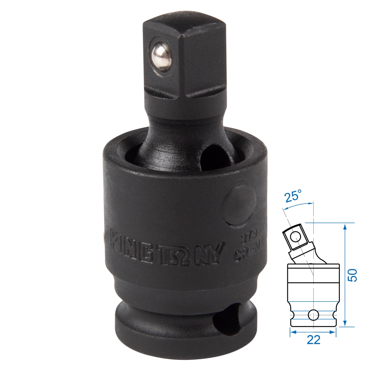 Кардан ударный 3/8", шаровый, с шариковым фиксатором KING TONY 3796P