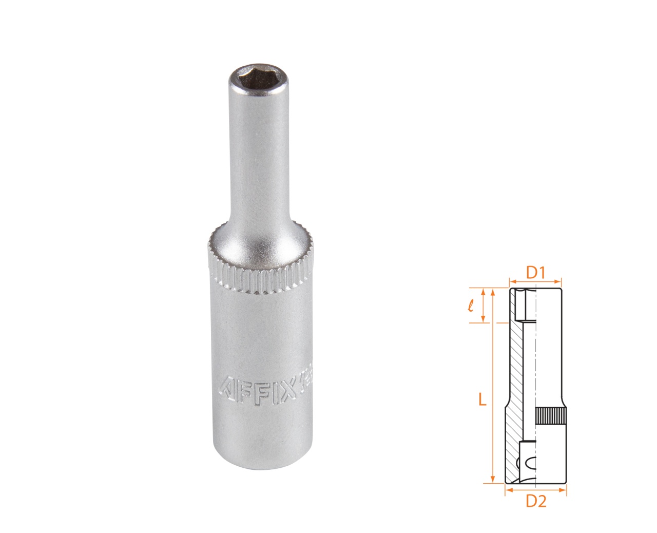 Головка торцевая глубокая шестигранная 1/4", 4 мм AFFIX AF00120004